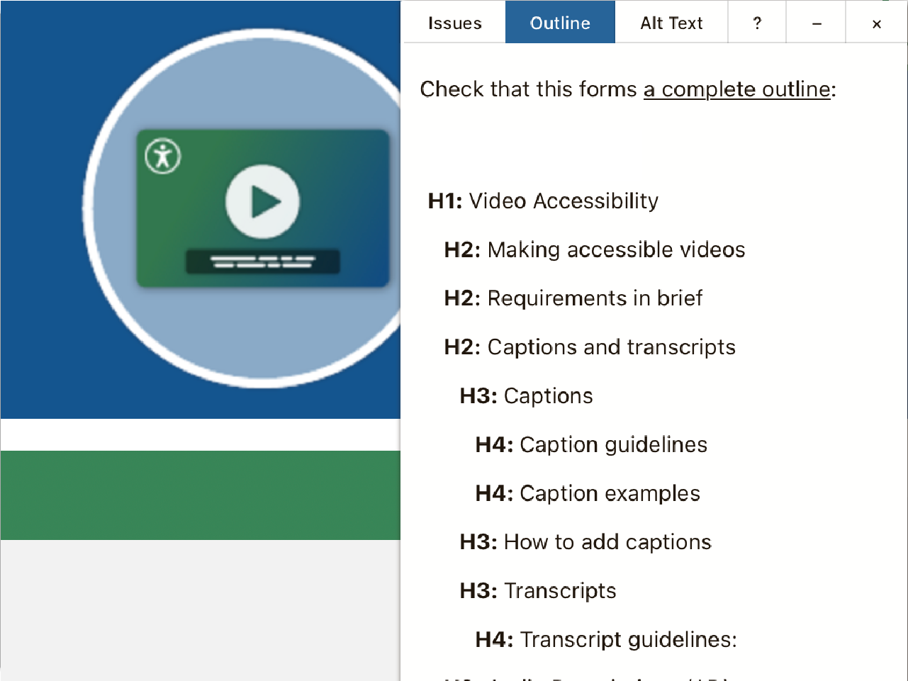 The editoria11y accessibility plugin in a Drupal content management system.