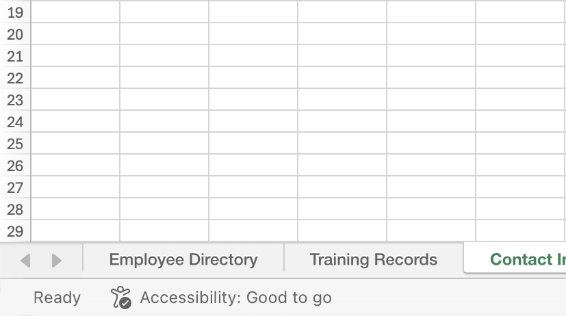 Three worksheet tabs named uniquely.