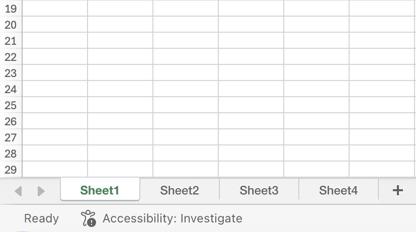 Four worksheet tabs with default names of sheet 1 through sheet 4.