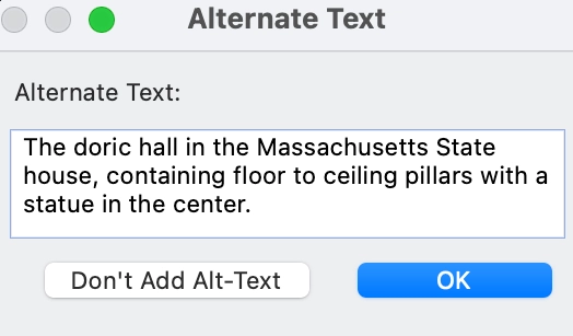 The alternate text panel in acrobat