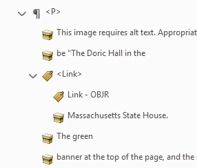 Accessibility tags panel showing a Figure tag and its content container.